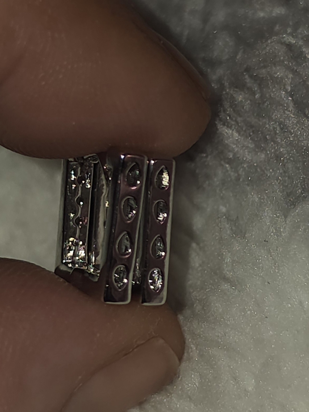 Geometric Square Huggie Style Earrings with CZ in Silver BNIB